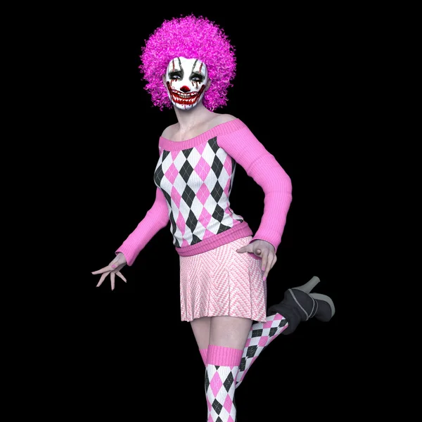 3D CG rendering of a clown makeup woman — Stock Photo, Image