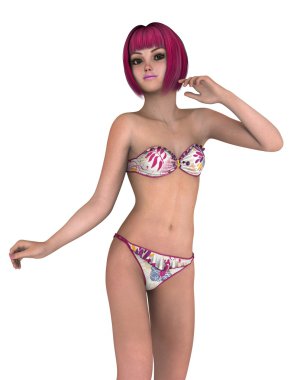 genç bir kadının 3d cg işleme