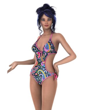 genç bir kadının 3d cg işleme