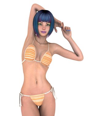 genç bir kadının 3d cg işleme