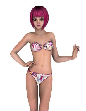 genç bir kadının 3d cg işleme