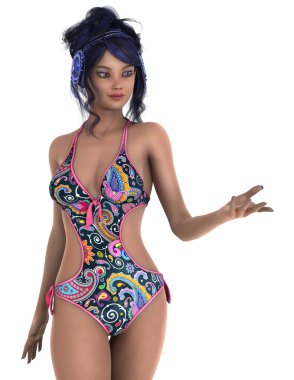 genç bir kadının 3d cg işleme