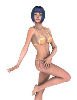 genç bir kadının 3d cg işleme