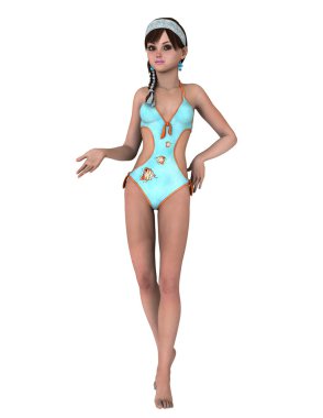 genç bir kadının 3d cg işleme