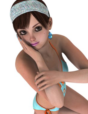 genç bir kadının 3d cg işleme