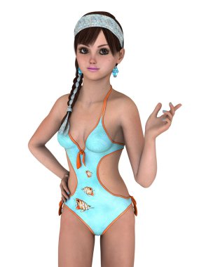 genç bir kadının 3d cg işleme