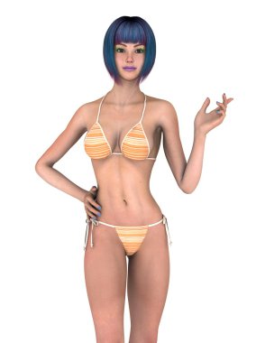 genç bir kadının 3d cg işleme