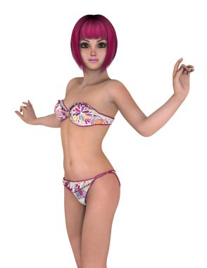 genç bir kadının 3d cg işleme