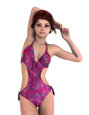 genç bir kadının 3d cg işleme