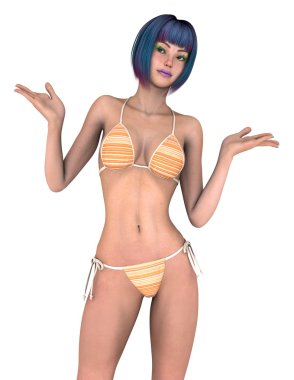 genç bir kadının 3d cg işleme