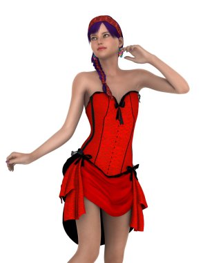 genç bir kadının 3d cg işleme