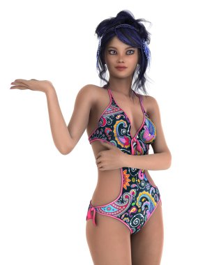 genç bir kadının 3d cg işleme