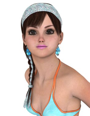 genç bir kadının 3d cg işleme