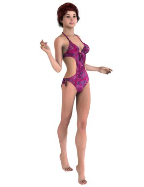 genç bir kadının 3d cg işleme