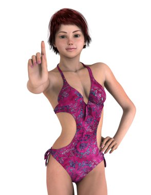 genç bir kadının 3d cg işleme