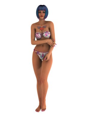 genç bir kadının 3d cg işleme