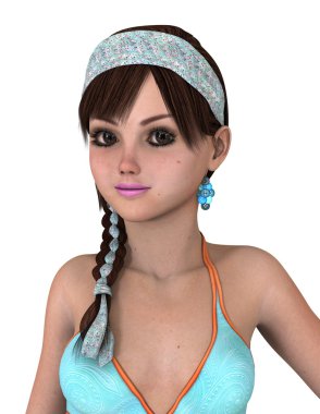 genç bir kadının 3d cg işleme