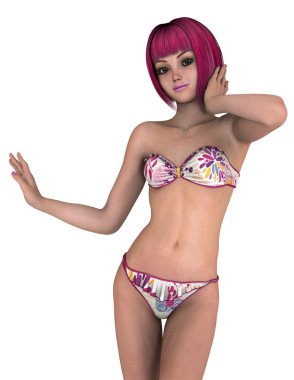 genç bir kadının 3d cg işleme