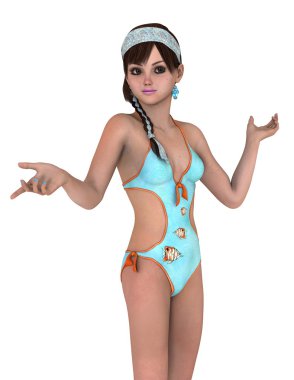 genç bir kadının 3d cg işleme