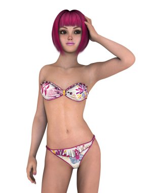 genç bir kadının 3d cg işleme