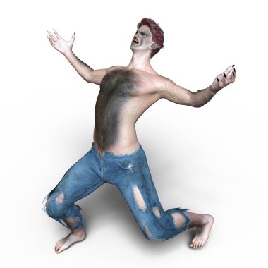 bir kurt adam 3d cg render