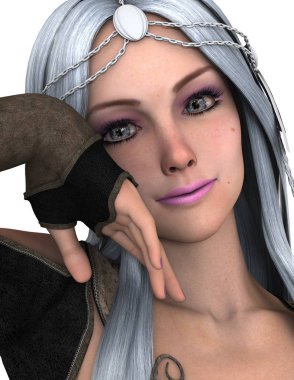 genç bir kadının 3d cg işleme