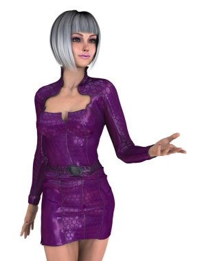 genç bir kadının 3d cg işleme