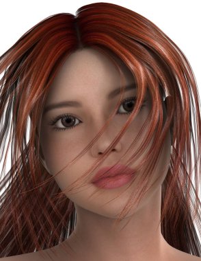 bir genç kadın yüz 3d cg işleme