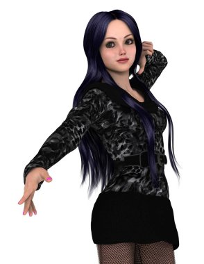 genç bir kadının 3d cg işleme