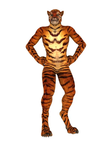 3D cg-rendering av en tiger man — Stockfoto