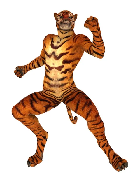 3D cg-rendering av en tiger man — Stockfoto