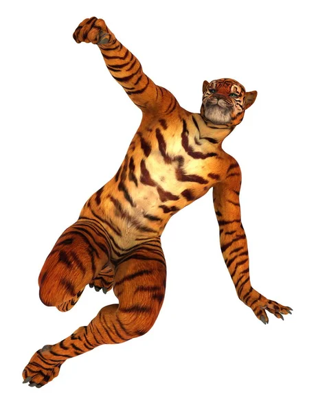 3D CG renderização de um homem tigre — Fotografia de Stock