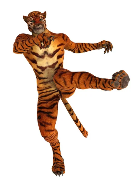 3D CG renderização de um homem tigre — Fotografia de Stock