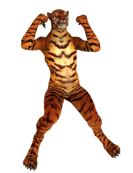 3D cg-rendering av en tiger man — Stockfoto