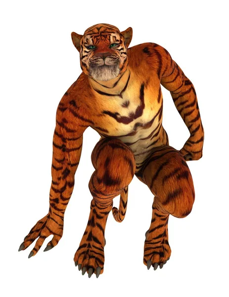 3D CG renderização de um homem tigre — Fotografia de Stock