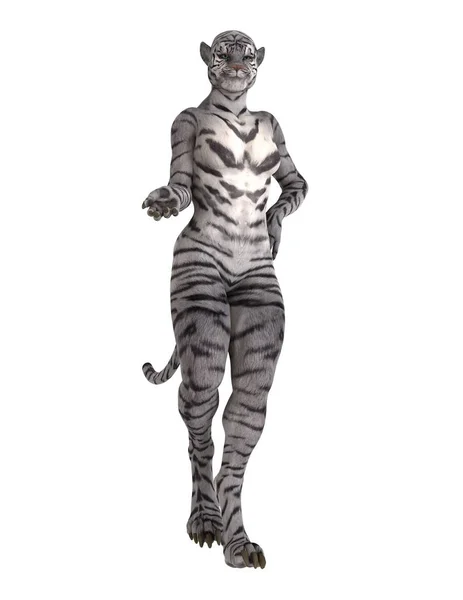 3D CG renderização de uma mulher tigre — Fotografia de Stock