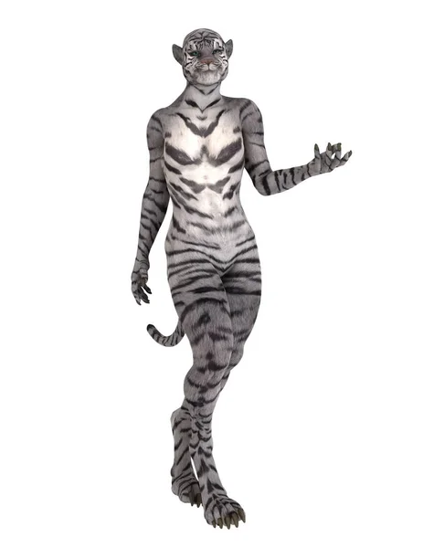 3D CG renderização de uma mulher tigre — Fotografia de Stock