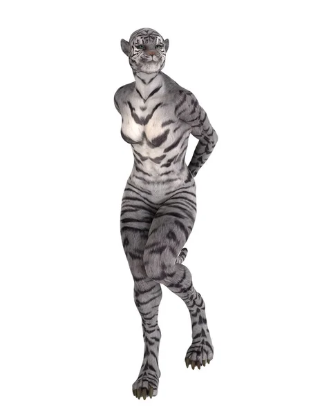 3D CG renderização de uma mulher tigre — Fotografia de Stock