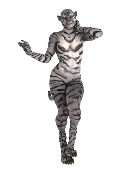 3D-s cg visszaadás-ból egy tigris-nő — Stock Fotó