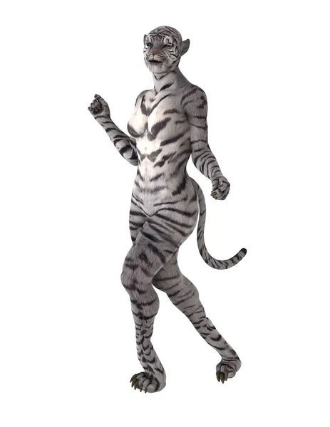 3D CG renderização de uma mulher tigre — Fotografia de Stock