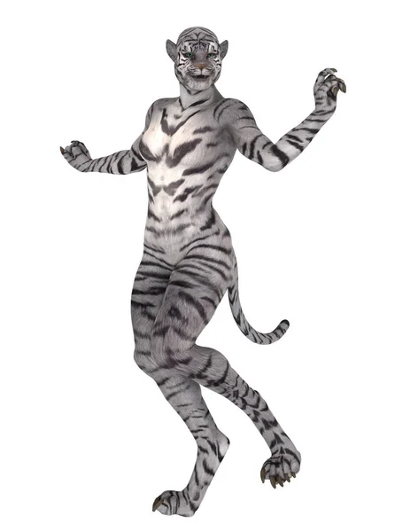 3D CG renderização de uma mulher tigre — Fotografia de Stock