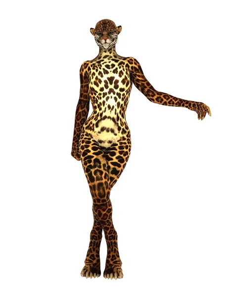 3D CG renderização de uma mulher leopardo — Fotografia de Stock