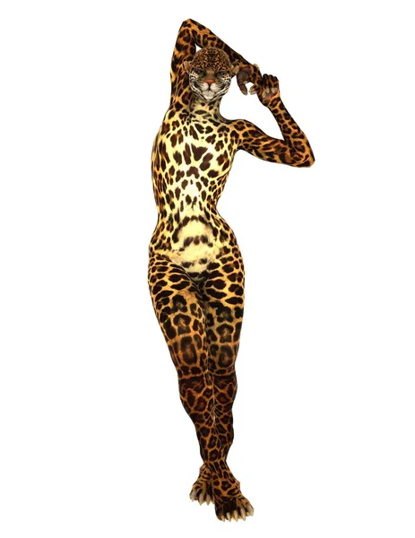 Rendering 3D CG di una donna leopardata — Foto Stock