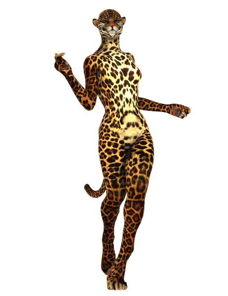 3D CG renderização de uma mulher leopardo — Fotografia de Stock