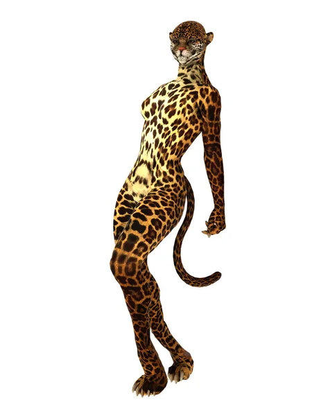 3D CG renderização de uma mulher leopardo — Fotografia de Stock