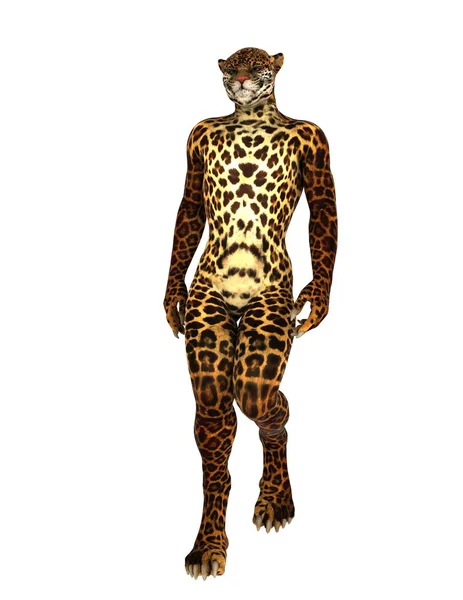 3D cg-rendering av en leopard-man — Stockfoto
