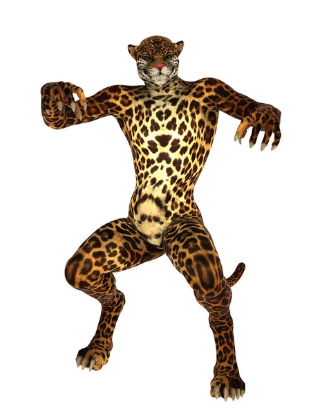 3D cg-rendering av en leopard-man — Stockfoto