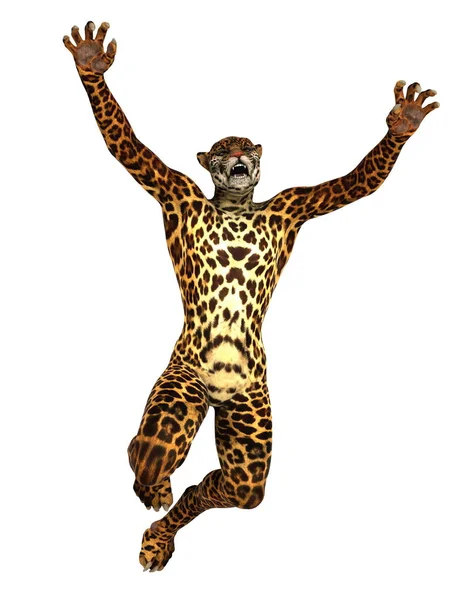 3D cg-rendering av en leopard-man — Stockfoto