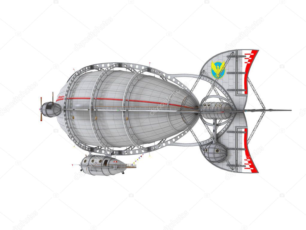 3D CG rendering of an airship