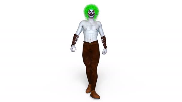 3D CG renderização de um homem de maquiagem de palhaço — Vídeo de Stock